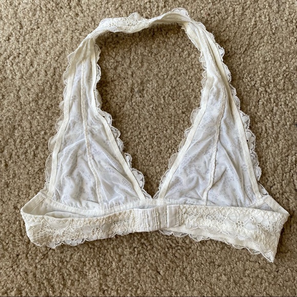 Free People White Floral Lace Halter Bralette, XS - Picture 2 of 5